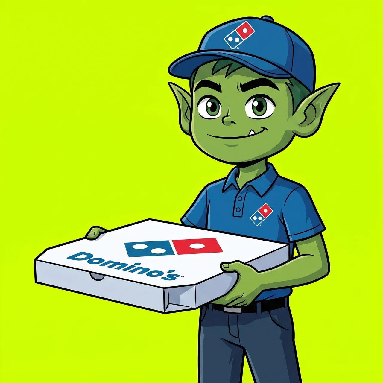 Beast Boy delivering Domino's